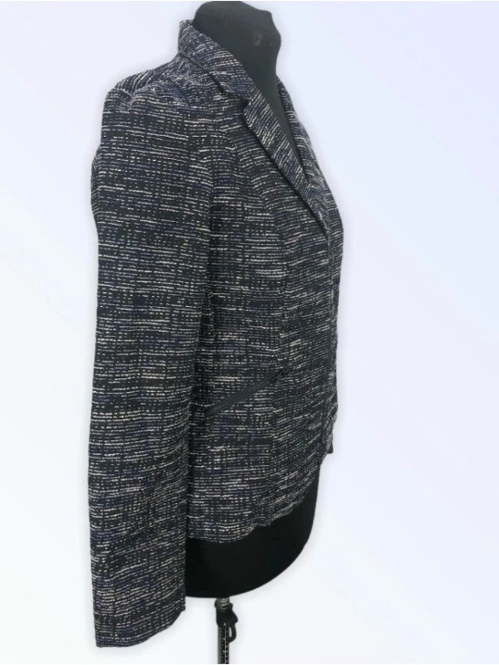 CAbi Navy and Gray Tweed Zip-Front Blazer - Picture 4 of 4